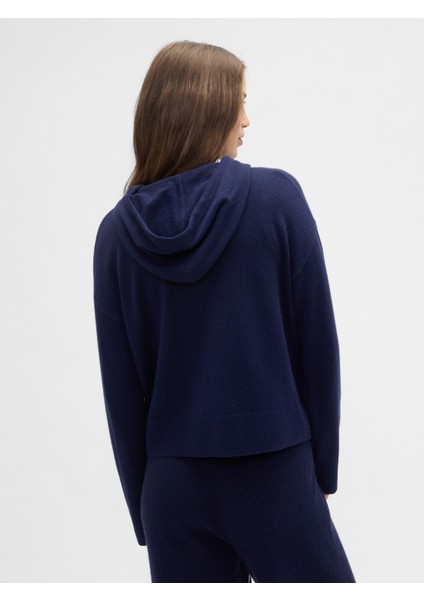 Kadın Lacivert Relaxed Cashsoft Kapüşonlu Sweatshirt indirimleri