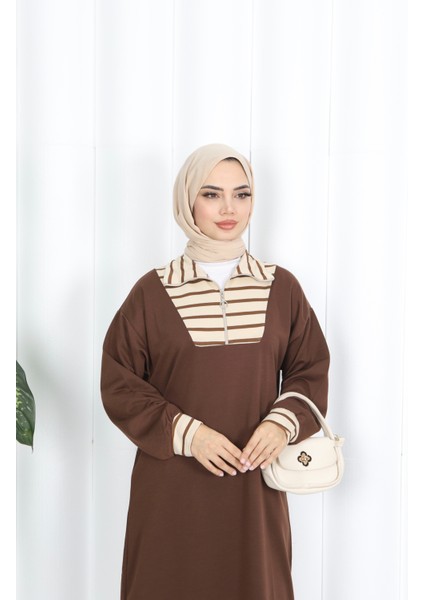 Çizgili Fermuarlı Iki Ip Elbise modelleri