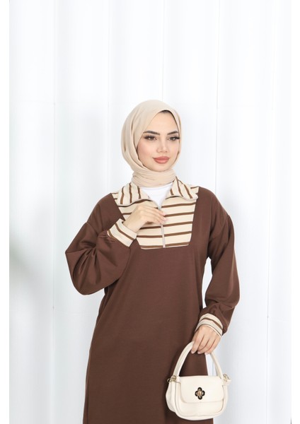 Çizgili Fermuarlı Iki Ip Elbise fırsatları