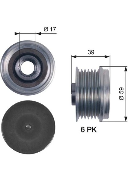 ŞARJ DİNAMO ALTERNATÖR KASNAĞI ASTRA H-CORSA C-D-COMBOC-D-MERIVA-TIGRA-DOBLO-FIORINO-PUNTO-PALIO- 1.0-1.2-1.4-1.3 CDTI 93192215 77364723 6204229 6204286