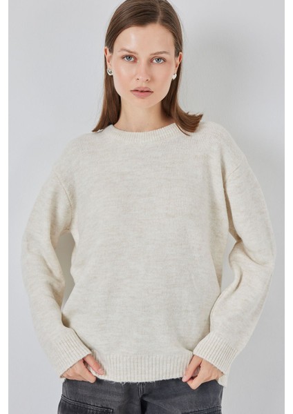Kadın Bdart Oversize Triko Kazak Krem Doğal