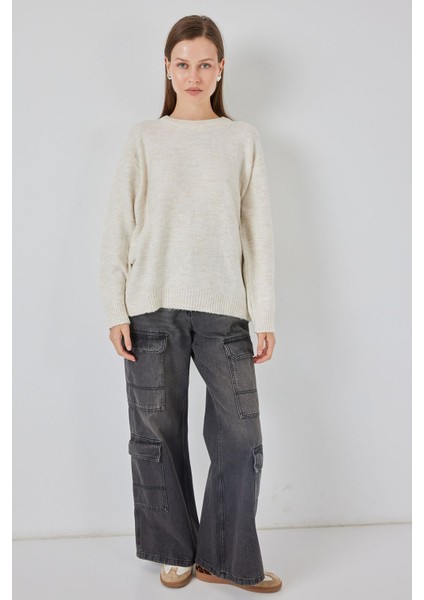 Kadın Bdart Oversize Triko Kazak Krem Doğal fiyatları