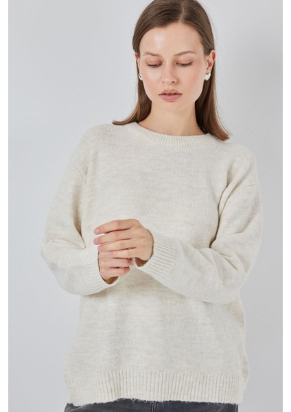 Kadın Bdart Oversize Triko Kazak Krem Doğal modelleri