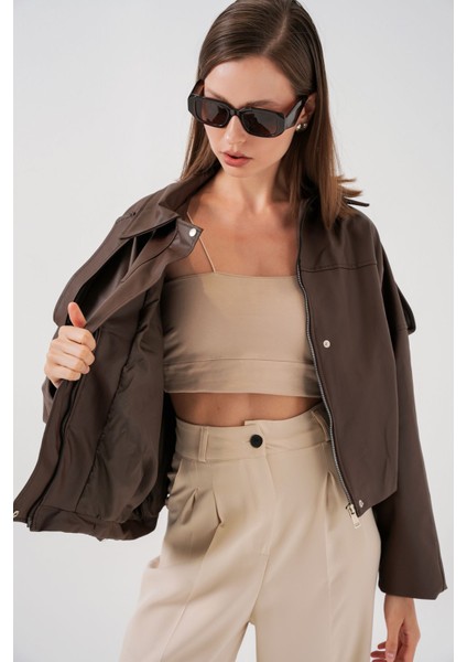 Kadın Bdart Suni Deri Fermuarlı Ceket Mocha Kahvesi fırsatları