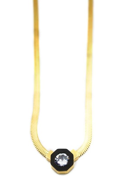 Çağla Italyan Zincir Çelik Kolye - Altın