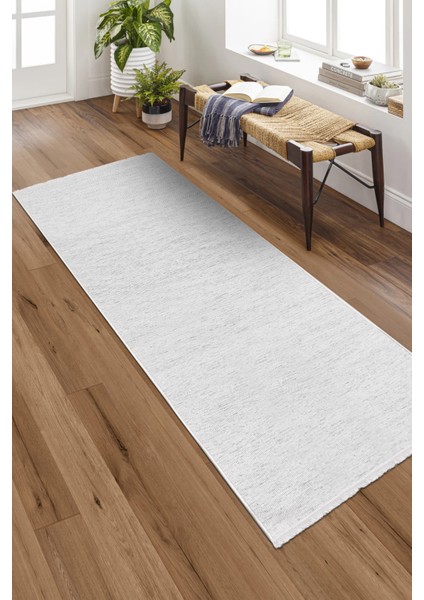 Azra Beyaz Yolluk Halı | Yıkanabilir, Kaymaz Taban, Modern Koridor Antre Kilimi