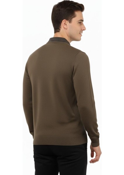 Erkek Polo Yaka Kazak Cepli Çelik Örgü Klasik Kalıp 5205F BGL-ST04850 modelleri