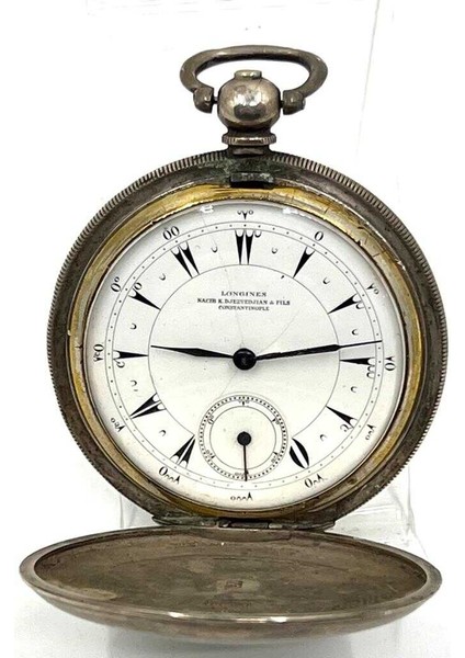 Longines Osmanlı Kadran Gümüş Kasa Porselen Mineli Anahtar Kurmalı Cep Saati SAA066