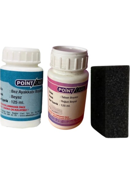 Beyaz Ayakkabı Taban Boyası + Beyaz Kanvas Bez ve Kumaş Ayakkabı Boyası + Sünger Hediyeli