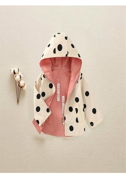 Kız Çocuk Puantiyeli Renk Detaylı Çift Taraflı Giyilebilir Kapüşonlu Mevsimlik Trençkot Yağmurluk fiyatları