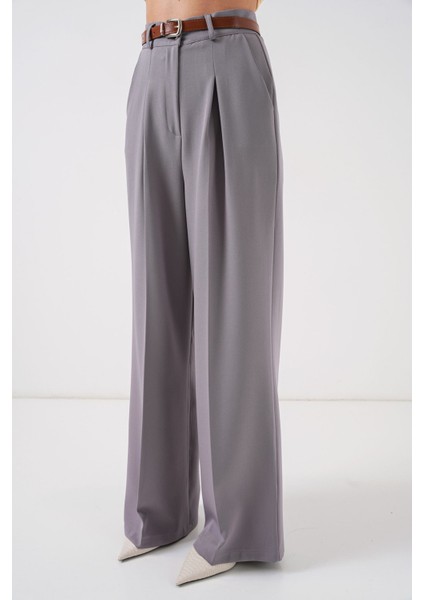 Kadın Bdart Yüksek Bel Pileli Palazzo Pantolon Gri fiyatları