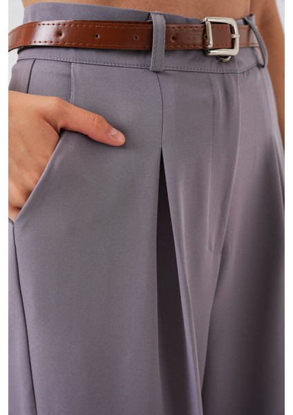 Kadın Bdart Yüksek Bel Pileli Palazzo Pantolon Gri indirimleri