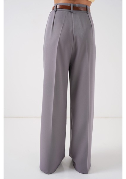 Kadın Bdart Yüksek Bel Pileli Palazzo Pantolon Gri