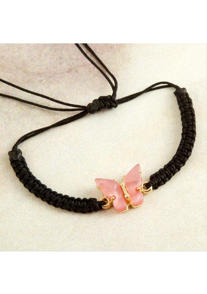 Lvsqvr Kelebek Sedef Makrome Örgülü Bileklik-Siyah fiyatları