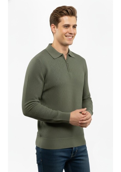 Erkek Fermuarlı Polo Yaka Triko Kazak 5240F BGL-ST04852 fiyatları