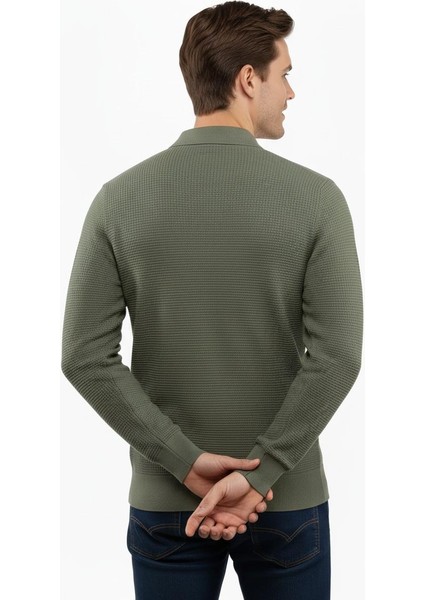 Erkek Fermuarlı Polo Yaka Triko Kazak 5240F BGL-ST04852 modelleri