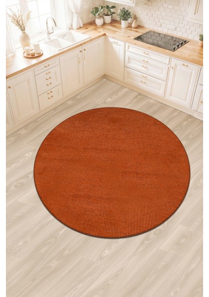 Azra Kiremit Yuvarlak Mutfak Halısı | Yıkanabilir, Kaymaz Taban, Yumuşak Dokulu Antre Kilimi modelleri