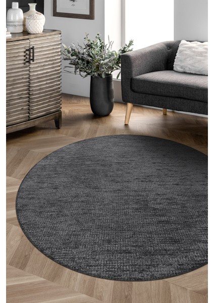Azra Antrasit Yuvarlak Mutfak Halısı | Yıkanabilir, Kaymaz Taban, Yumuşak Dokulu Antre Kilimi modelleri