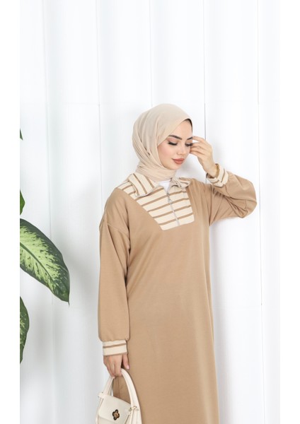 Çizgili Fermuarlı Iki Ip Elbise fırsatları