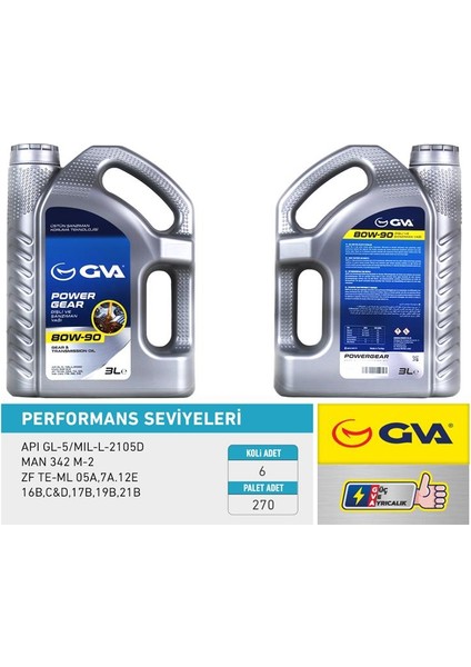 ŞANZIMAN YAĞI 80W90 3 LT API GL-5 80W90 (6 ADET)