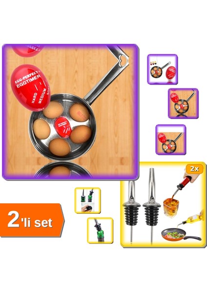 Dublor Yumurta + Şişe Ucu Servis Aparatı Damlalık Yağdanlık - 2'li Set 1A2B3D