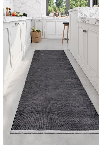 Azra Antrasit Yolluk Halı | Yıkanabilir, Kaymaz Taban, Modern Koridor Antre Kilimi modelleri