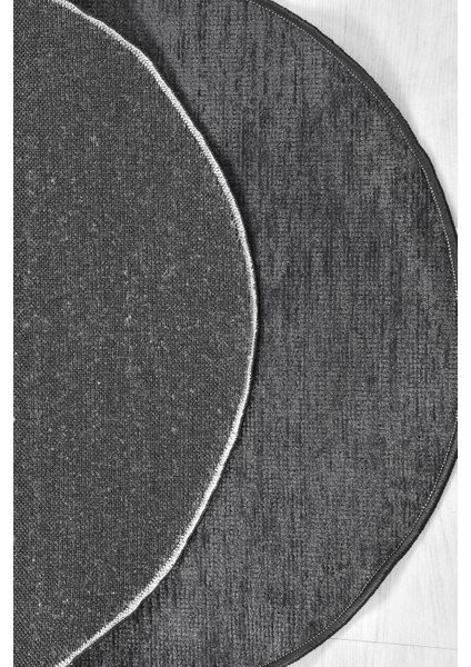 Azra Antrasit Yuvarlak Mutfak Halısı | Yıkanabilir, Kaymaz Taban, Yumuşak Dokulu Antre Kilimi indirimleri