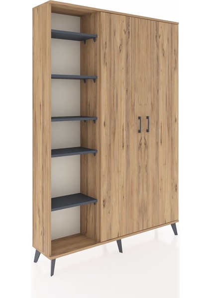 Arges Dolap 7 Raflı 2 Kapaklı Tek Askılı 132X30X195 Çam-Çam/antrasit fiyatları