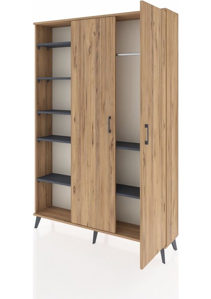 Arges Dolap 7 Raflı 2 Kapaklı Tek Askılı 132X30X195 Çam-Çam/antrasit modelleri