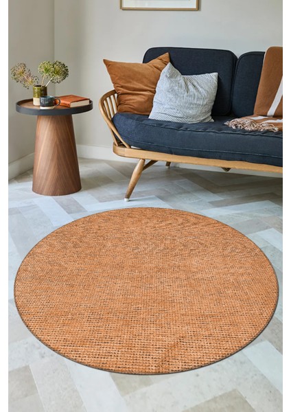 Azra Hardal Yuvarlak Mutfak Halısı | Yıkanabilir, Kaymaz Taban, Yumuşak Dokulu Antre Kilimi