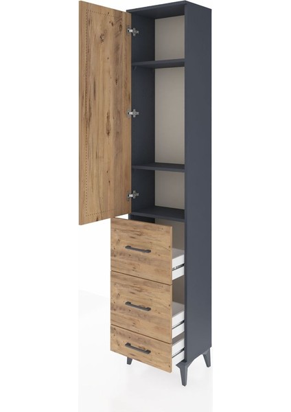 Arges Dolap 3 Raflı 3 Çekmeceli Tek Kapaklı 44X30X221 Antrasit-Çam fırsatları