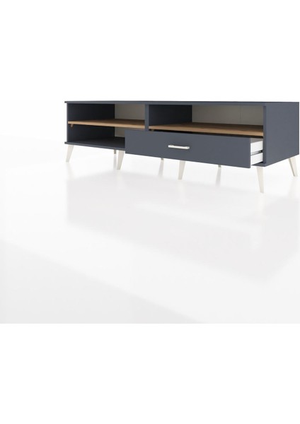 Kronos Tv Ünitesi 2 Raflı Tek Çekmeceli 176X59X51 Antrasit-Çam/antrasit modelleri