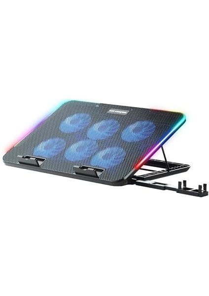 Gaming M60 Laptop Soğutucu, Notebook Stand,10 Rgb Işık Kontrolü, 15.6-17 Inch, Hız Kontrolü, 6 Büyük Fan,telefon Standı, 2 USB modelleri