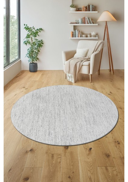 Azra Beyaz Yuvarlak Mutfak Halısı | Yıkanabilir, Kaymaz Taban, Yumuşak Dokulu Antre Kilimi