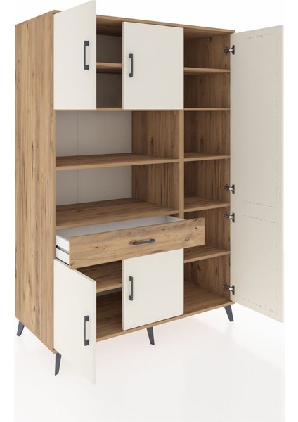 Kronos Dolap 10 Raflı Tek Çekmeceli 6 Kapaklı 132X59X195 Çam-Aytaşı/çam indirimleri