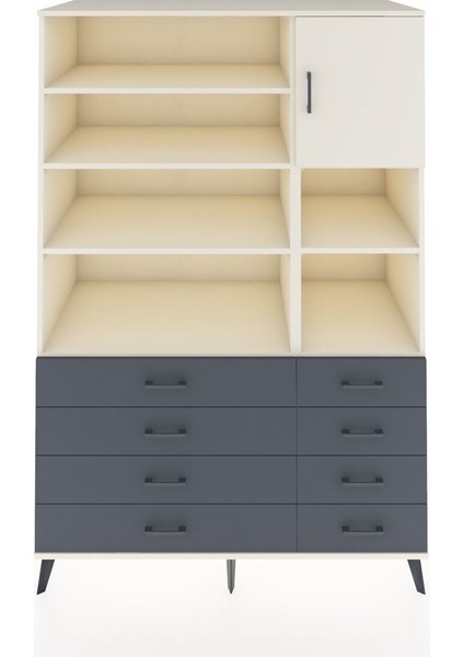 Kronos Dolap 8 Raflı 8 Çekmeceli Tek Kapaklı 132X59X195 Aytaşı-Aytaşı/antrasit