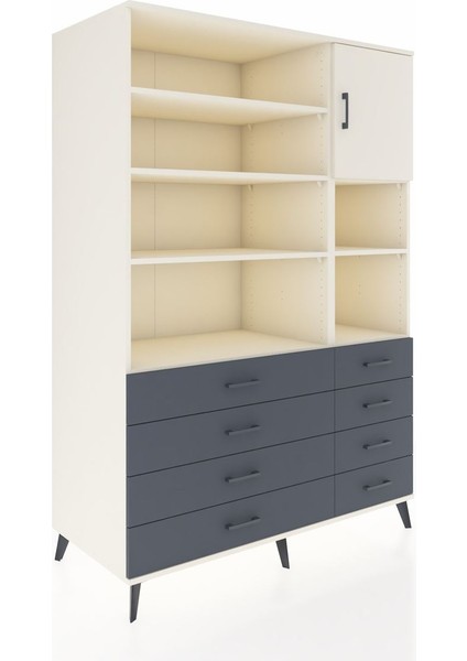 Kronos Dolap 8 Raflı 8 Çekmeceli Tek Kapaklı 132X59X195 Aytaşı-Aytaşı/antrasit fiyatları