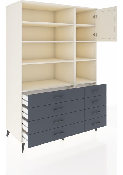 Kronos Dolap 8 Raflı 8 Çekmeceli Tek Kapaklı 132X59X195 Aytaşı-Aytaşı/antrasit indirimleri