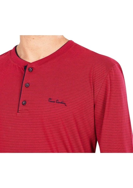 Erkek Bordo Pamuklu Likralı Penye Kutulu Erkek Çizgili Çeyizlik Pijama Takımı QP5K6E5K6R fırsatları