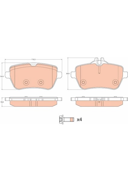 FREN BALATASI ARKA MERCEDES W222 5222 10222 C217 C117 R231 A0084200820