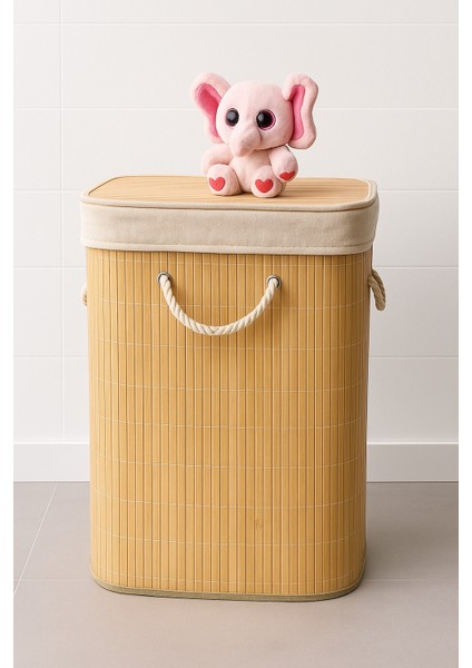 Orjinal Bambu Portatif Taşınabilir Çamaşır Kirli Sepeti 2 Li Set Ebeveyn , Çocuk fırsatları