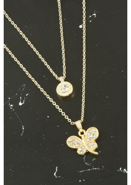Lvsqvr Kelebek Yeni Sezon Ikili Kolye-Sarı