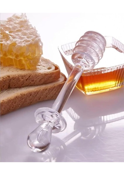 Adet Bal ve Reçel Kaşığı Seti, 13 Cm, 6'lı Set, Şeffaf Akrilik