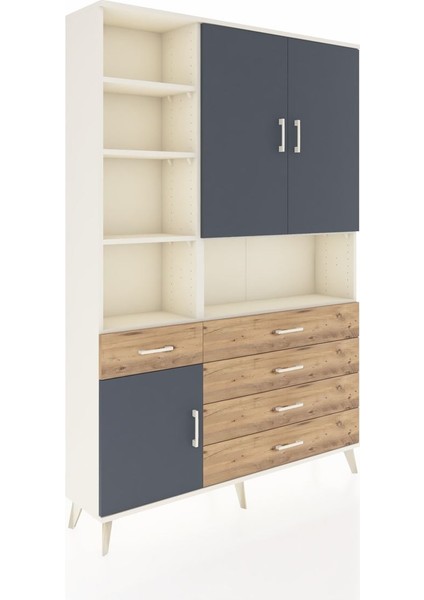 Arges Dolap 8 Raflı 5 Çekmeceli 3 Kapaklı 132X30X195 Aytaşı-Antrasit/çam fiyatları