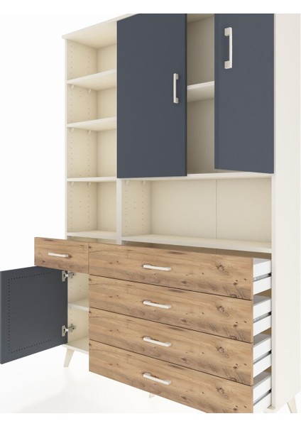 Arges Dolap 8 Raflı 5 Çekmeceli 3 Kapaklı 132X30X195 Aytaşı-Antrasit/çam fırsatları