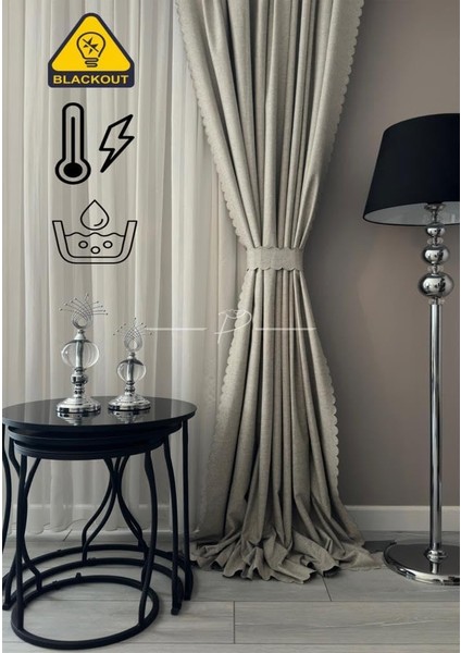 %100 Karartma Sıvama Ultrasonik Kesim Fon 2 Renk Seçeneği 250 x 270 Açık Bej