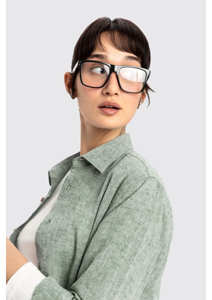 Yeşil Uzun Kollu Kadın Keten Gömlek modelleri