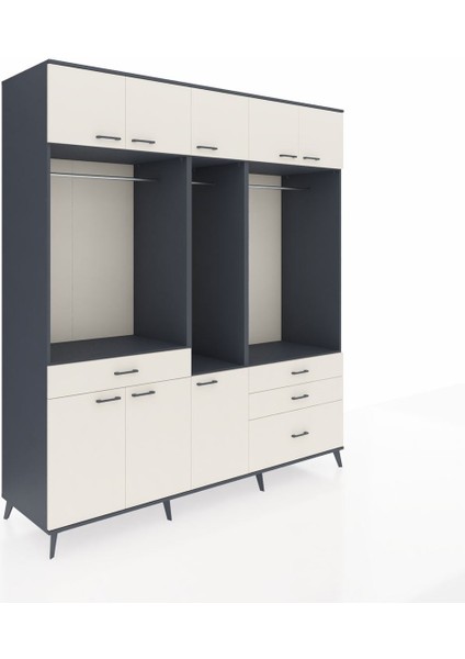 Kronos Dolap 8 Raflı 4 Çekmeceli 3 Askılı 220X59X243 Antrasit-Aytaşı/aytaşı fiyatları