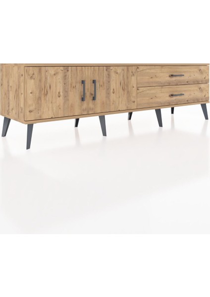 Hyperion Tv Ünitesi Tek Raflı 2 Çekmeceli 2 Kapaklı 176X44X51 Çam-Çam/çam fiyatları