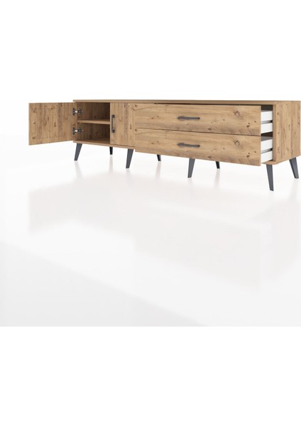 Hyperion Tv Ünitesi Tek Raflı 2 Çekmeceli 2 Kapaklı 176X44X51 Çam-Çam/çam modelleri
